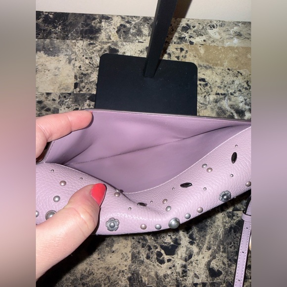 Coach Callie Foldover Crossbody Clutch with Tea Rose Rivets & Pearls - Picture 15 of 16